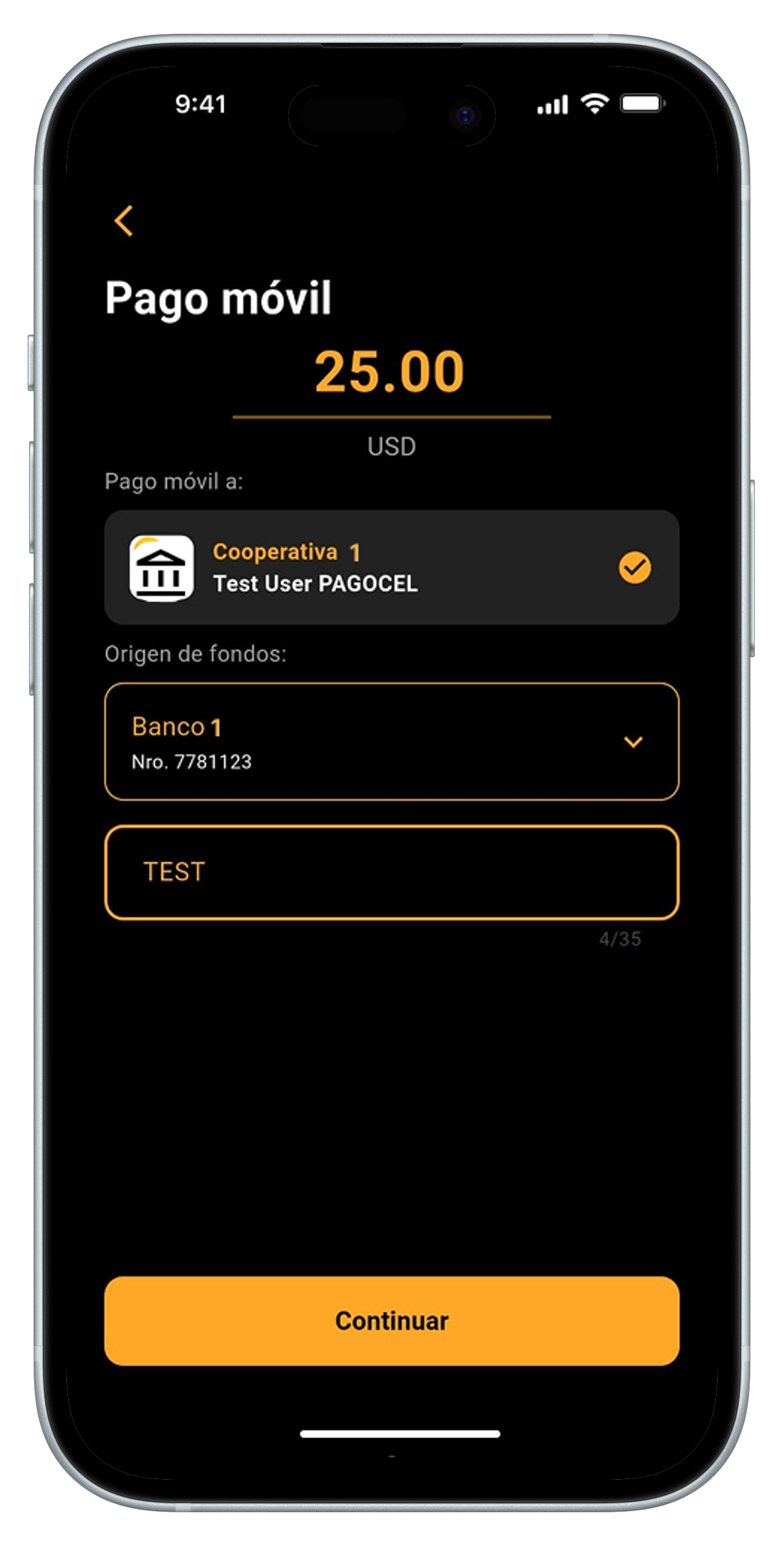 PAYSAT App Screen 2